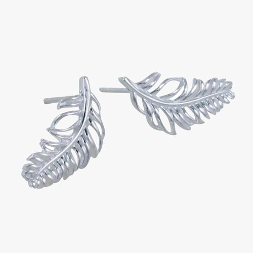 Sterling Silver Feather Stud Earrings