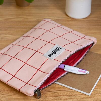 Clutch Ema a cuadros rosa y rojo