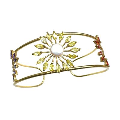 Collier ras du cou Elara Zc orange, jaune et violet