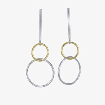 Boucles d'oreilles pendantes barre et bague jumelle 5