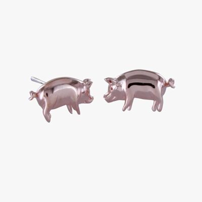 Aretes de plata de ley con forma de cerdo