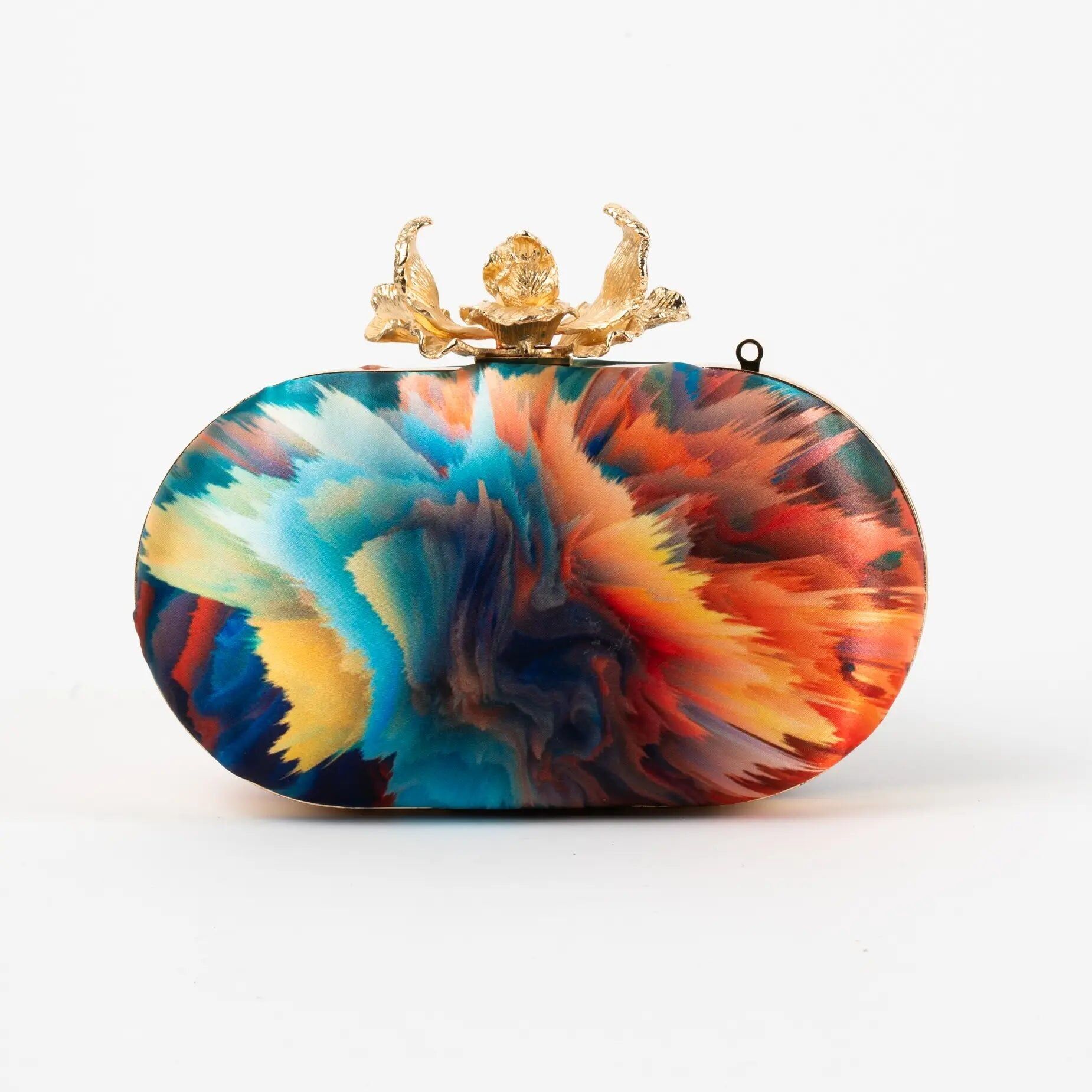 Borsa ovale con stampa a fiori e artigli, esplosione multicolore