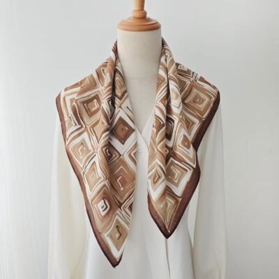 Geometric Coffee Graphic Square Scarf 70x70