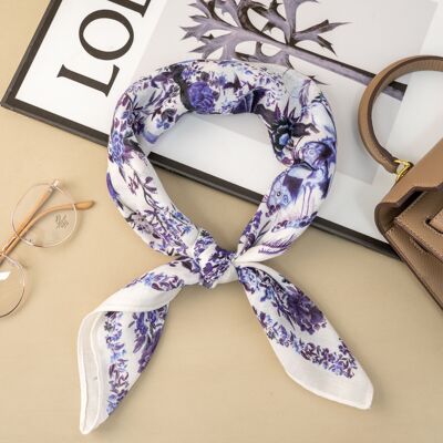 Square scarf with flower pattern 70x70