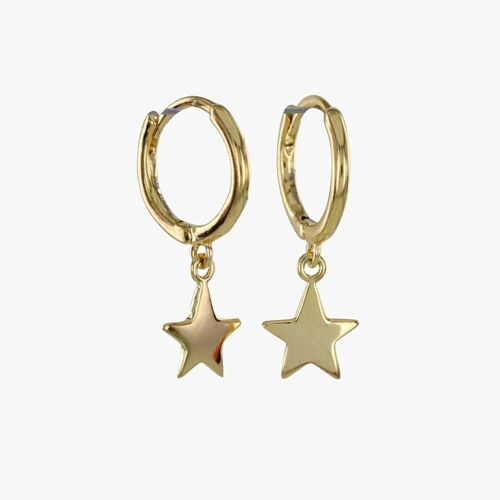 Sterling Silver Sleepy Star Hoop Earrings Gold