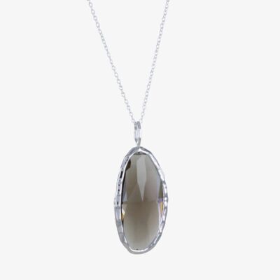 Collana in argento sterling con gemme di quarzo fumé