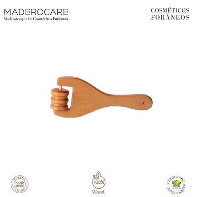 Massaggiatore per il viso | Terapia del legno | Mini rullo scanalato per il viso (14 x 5 cm)