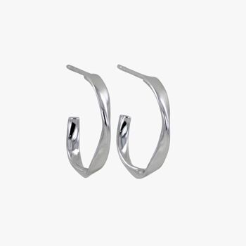 Boucles d'oreilles créoles torsadées en argent sterling 2