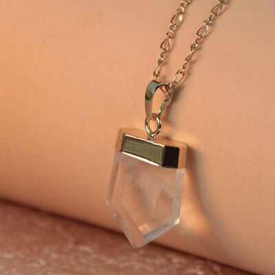 Collier MATHILDA - Pendentif pierre naturelle bouclier