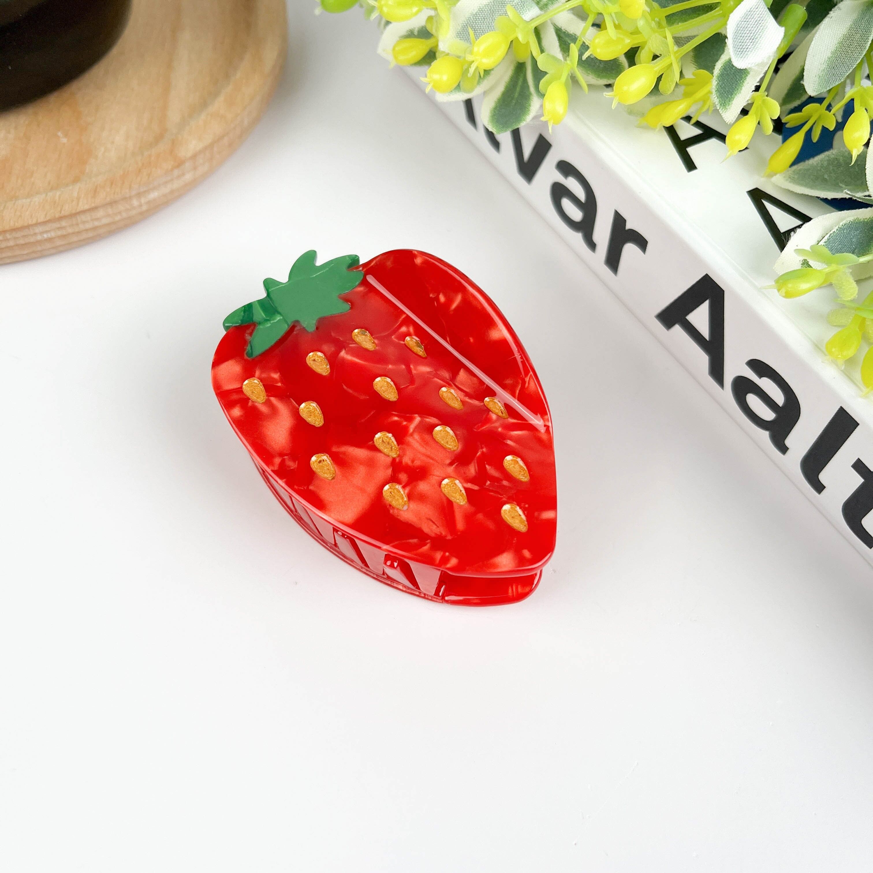 🍓Red Strawberry Acetate Hair Clip – Sweet Fruit - Inspired Hair Accessory
