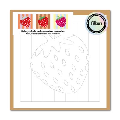 Tarjeta creativa para pintar, colorear o bordar - Fresa