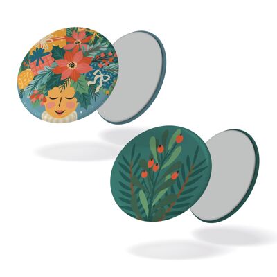 Set de 2 imanes ESPÍRITU DE NAVIDAD - Mujer + Follaje
