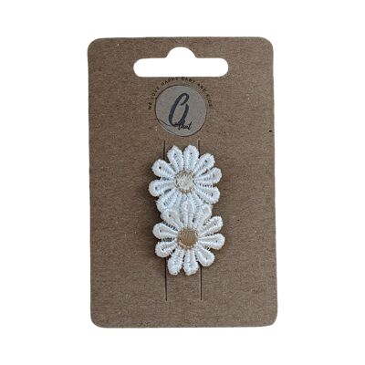 Pinza para el pelo de bebé antideslizante margaritas arena blanca corazón OK3762