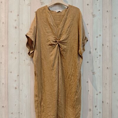 REF 71855 VESTIDO NUDO CENTRO LINO 100%