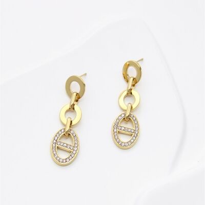Boucles d’oreilles pendantes en acier inoxydable avec zircon scintillant