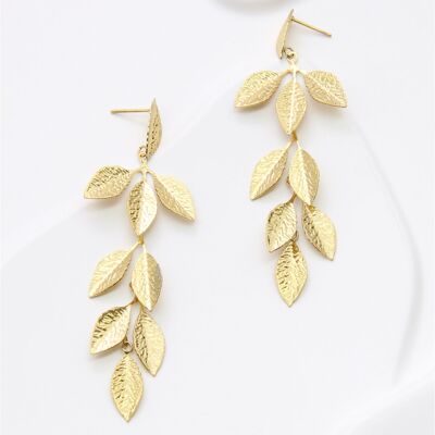 Pendientes colgantes de follaje de acero inoxidable
