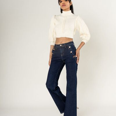 Pantaloni svasati a vita alta elasticizzati a gamba larga P195