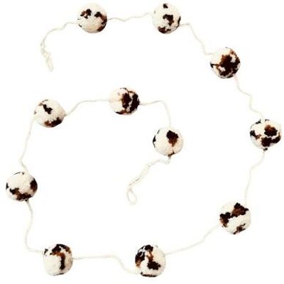 guirlande durable léopard - pompon marron - L 2m - 100% laine douce - fait main au Népal