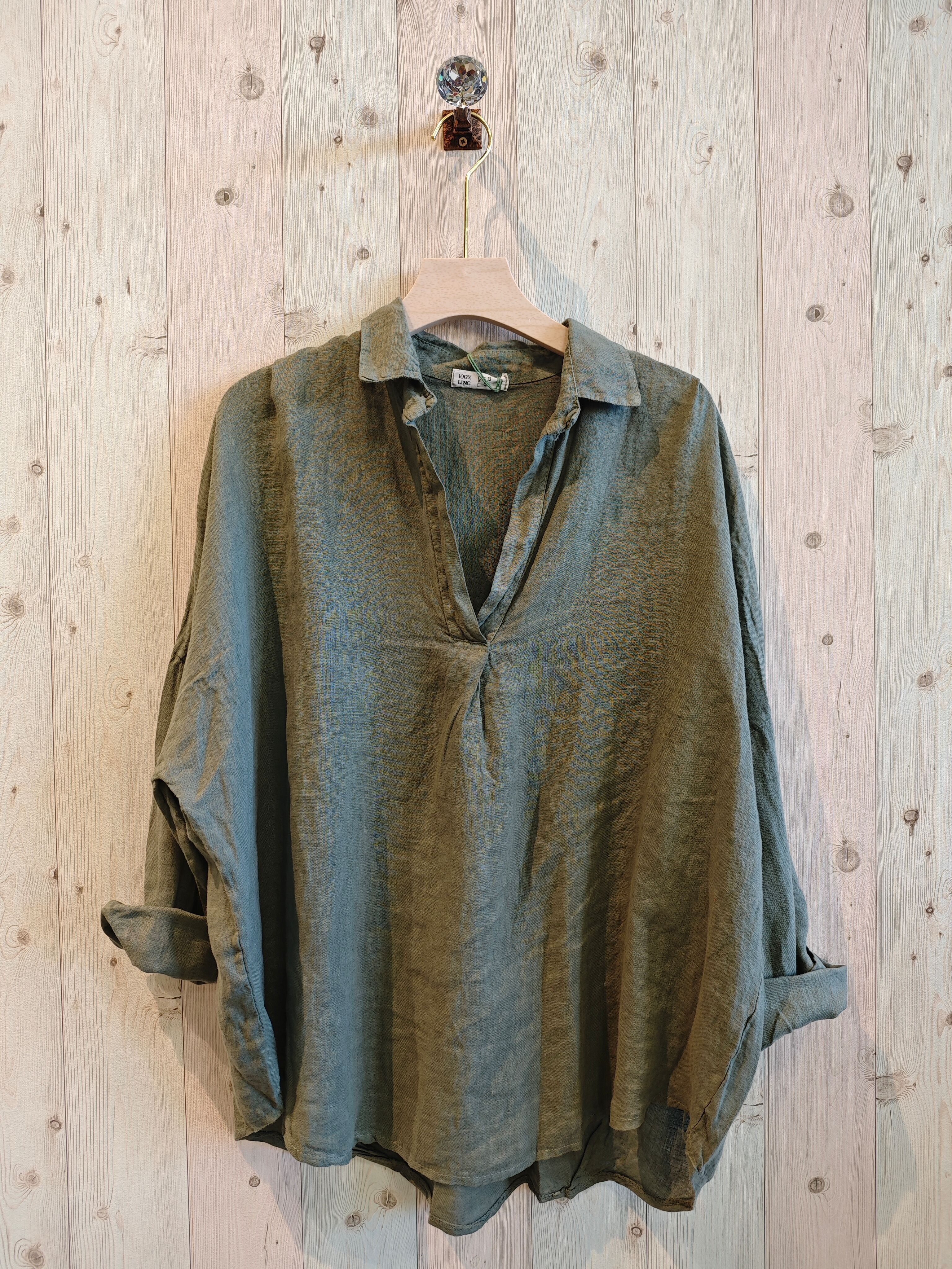 RIF 88179 BLUSA CON SCOLLO A V IN 100% LINO