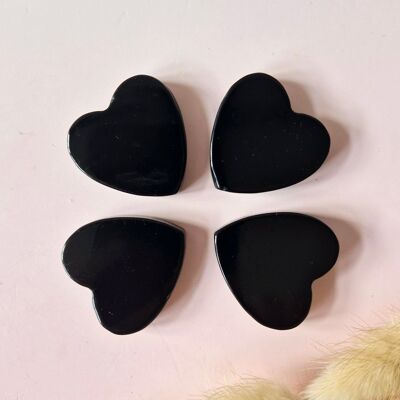 Pierre précieuse de poche en forme de cœur 3-4 cm – Obsidienne noire