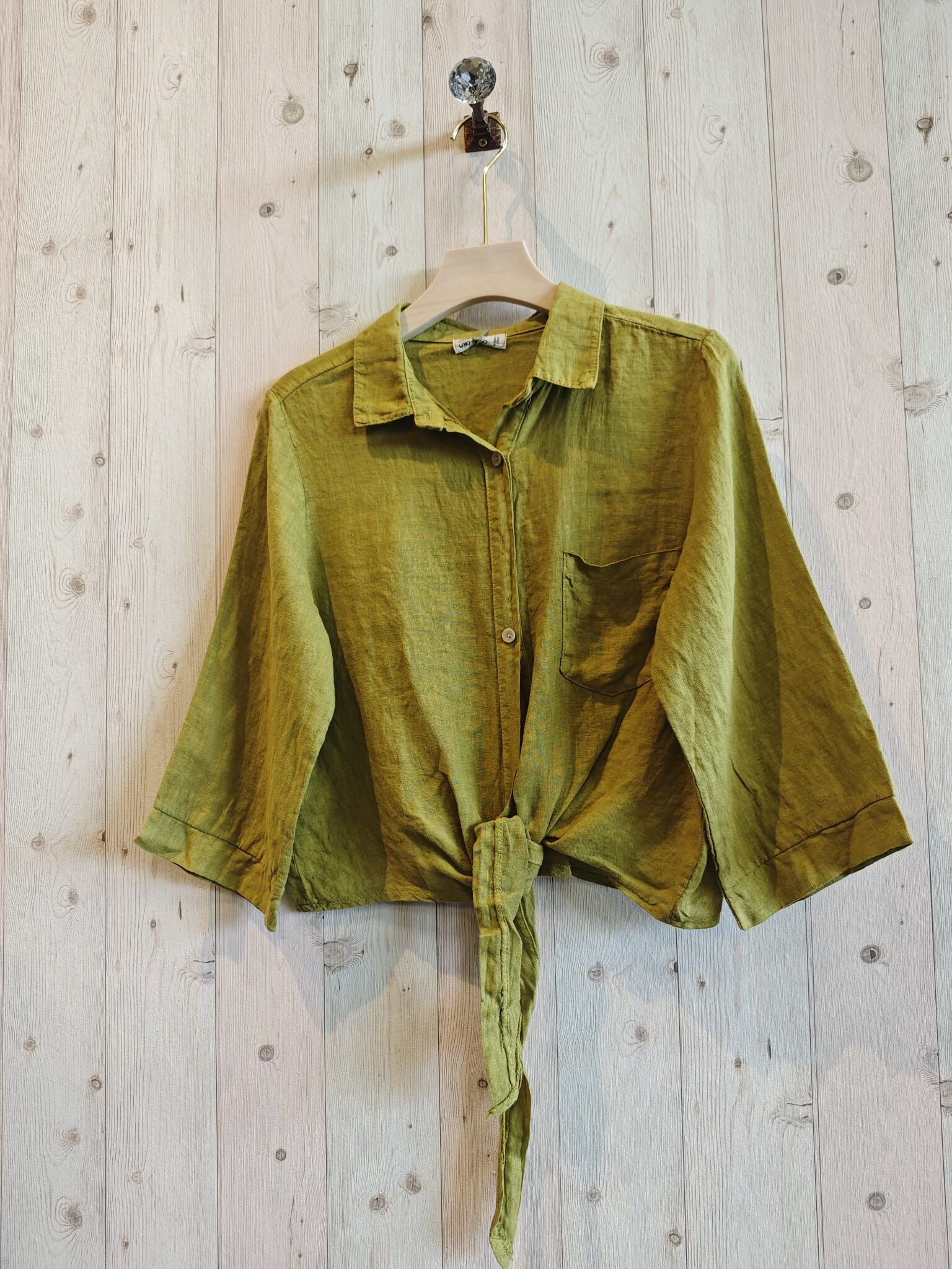 RIF 89166 CAMICIA CON FIOCCO IN LINO 100%