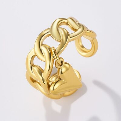 Bague à charm cœur en acier inoxydable 424RX252