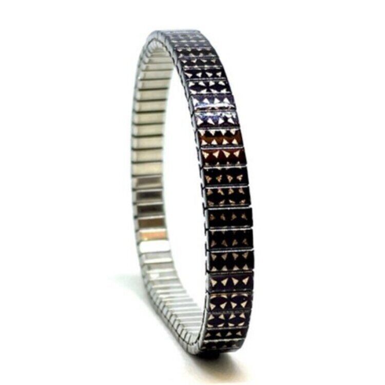 Stainless steel designer bracelet 6mm handmade in London - Stars Triangled vintage copper harlequin Metallic