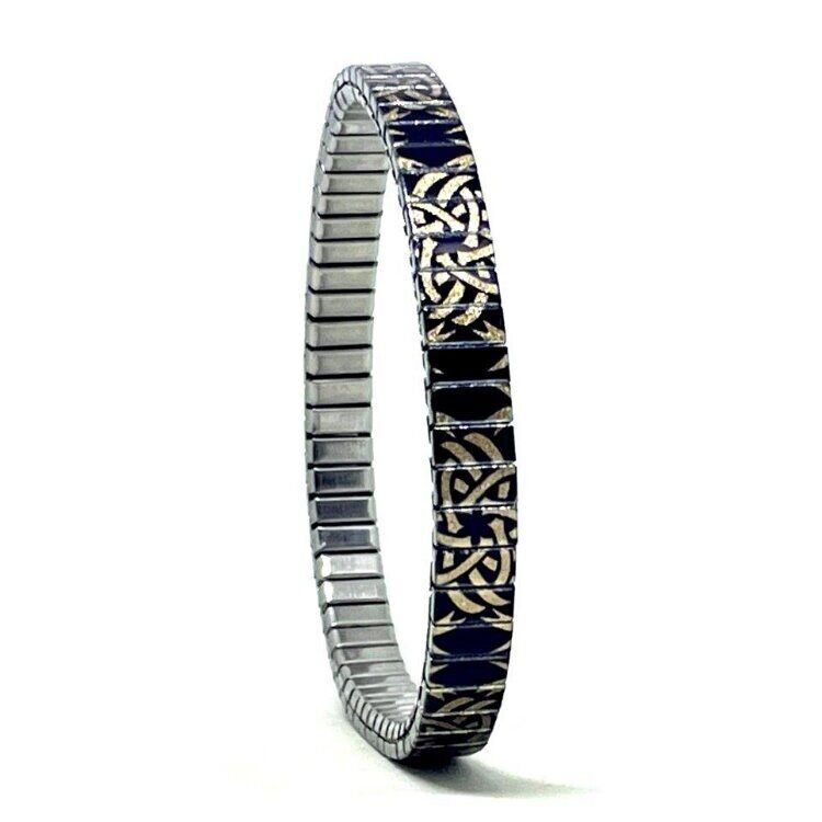 Stainless steel designer bracelet 6mm handmade in London - Celtic viking copper shield Metallic