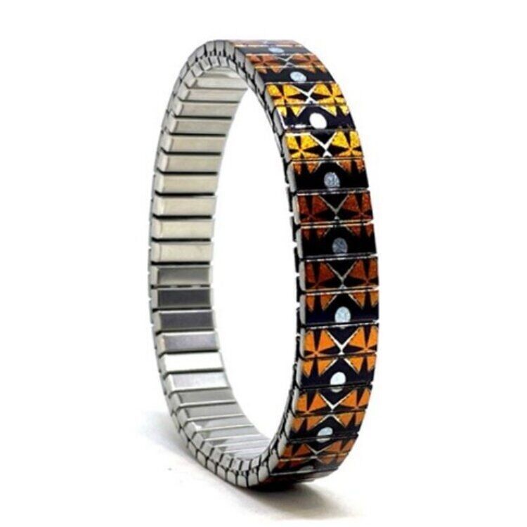 Stainless steel designer bracelet 10mm handmade in London - Stars Triangled rusty orange Metallic