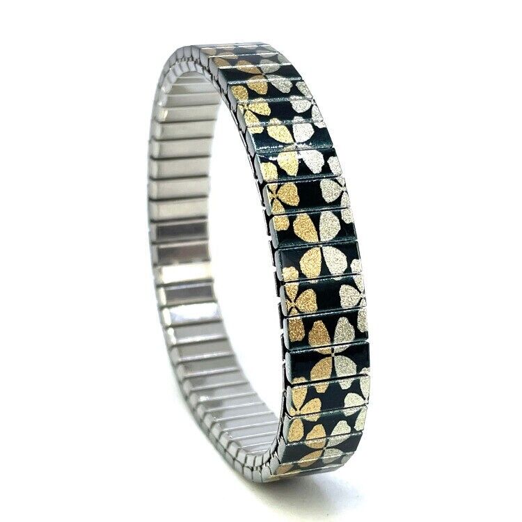 Stainless steel designer bracelet 10mm handmade in London - Stars Flowers 2in1 earthy Metallic