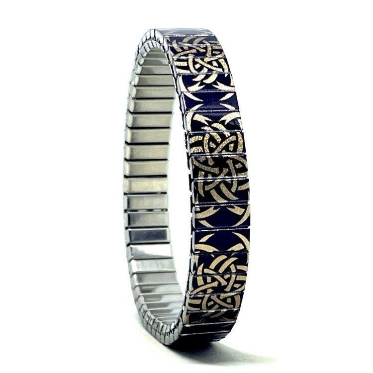 Stainless steel designer bracelet 10mm handmade in London - Celtic viking copper shield Metallic