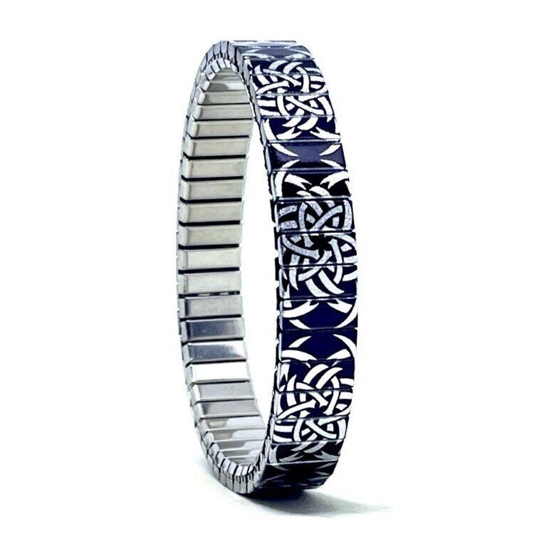 Stainless steel designer bracelet 10mm handmade in London - Celtic viking black shield Metallic