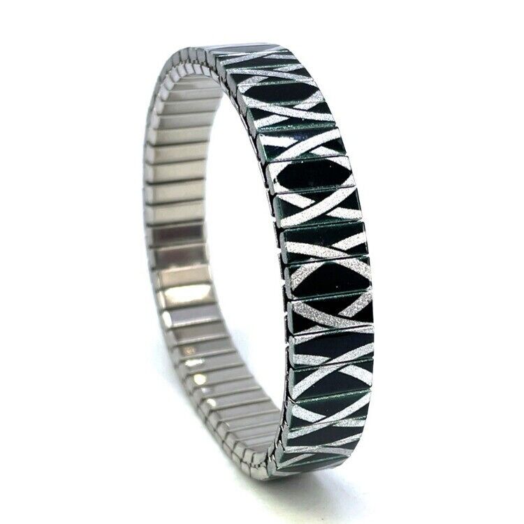 Stainless steel designer bracelet 10mm handmade in London - Celtic black shield Metallic