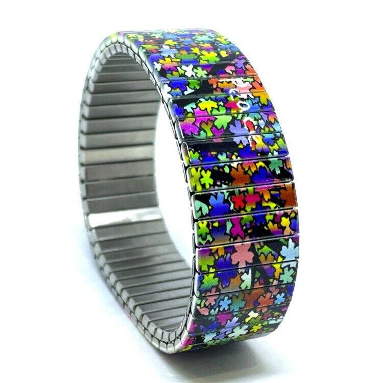Stainless steel designer bracelet 18mm handmade in London - Hippie wild forest