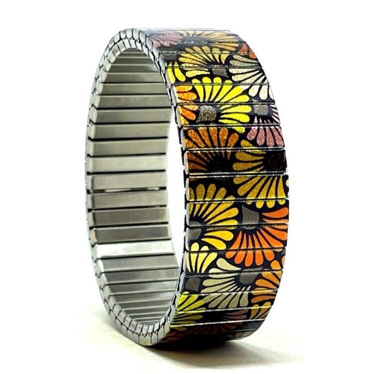 Bracciale di design in acciaio inossidabile da 18 mm fatto a mano a Londra - Checkers Kites boho chic Metallic