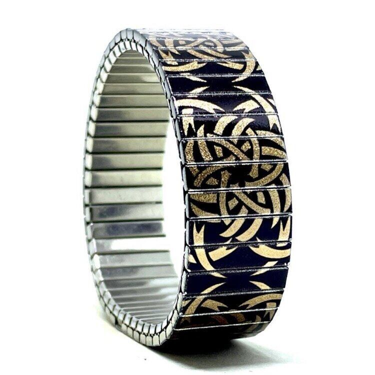 Bracciale di design in acciaio inossidabile da 18 mm fatto a mano a Londra - Scudo celtico vichingo in rame metallizzato