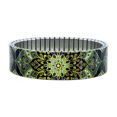 Bracelet design en acier inoxydable 18 mm fait main à Londres - Ambiance chic vert intense métallisé