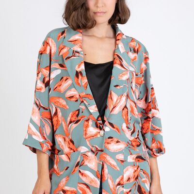 Blazer verde con stampa taglie forti (C6522)