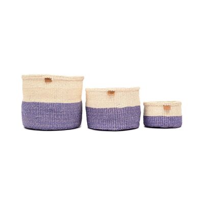 JADALA: Cesta tejida con bloques de color lavanda