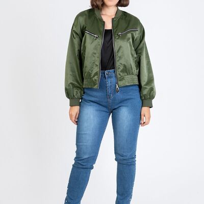Giubbotto bomber color cachi taglia comoda (C6535)