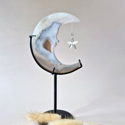 Pierre précieuse d'agate grise Druzy Moon #24 – 10 cm