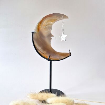 Pierre précieuse d'agate grise Druzy Moon #33 – 10 cm
