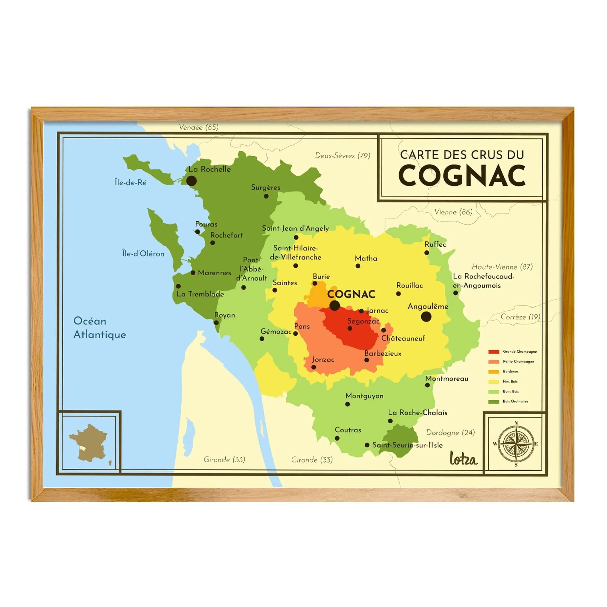 Mappa dei cru di Cognac