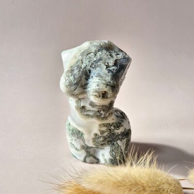 Statuetta femminile in agata muschiata 8 cm (#6) – intaglio di pietre preziose tagliate a mano