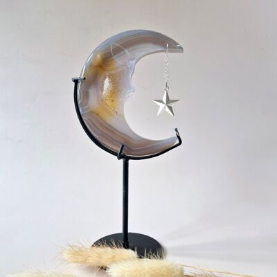 Pierre précieuse d'agate grise Druzy Moon #29 – 10 cm