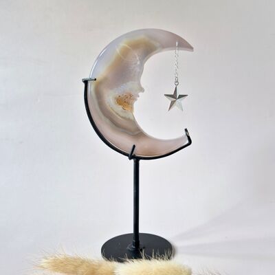 Pietra preziosa di agata grigia drusa Luna n. 39 – 10 cm
