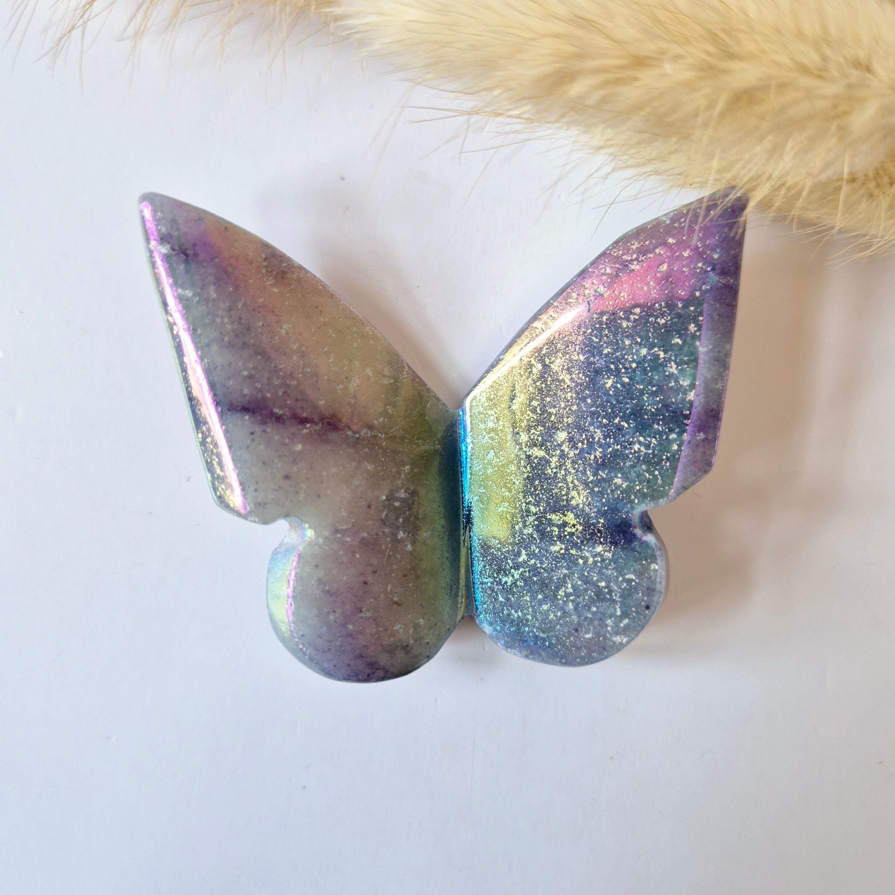 Papillon Aura Ange Gemme 6x5 cm – Aventurine Bleue