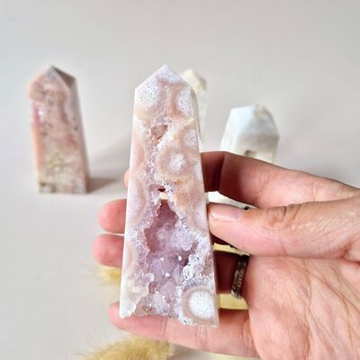 Tour d'améthyste rose Druzy 7-9 cm - Douce force et paix pour le cœur