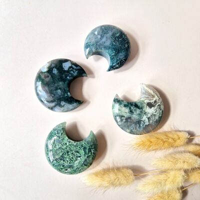 Pierre précieuse de poche en agate mousse de lune 50-60 mm – Idée cadeau
