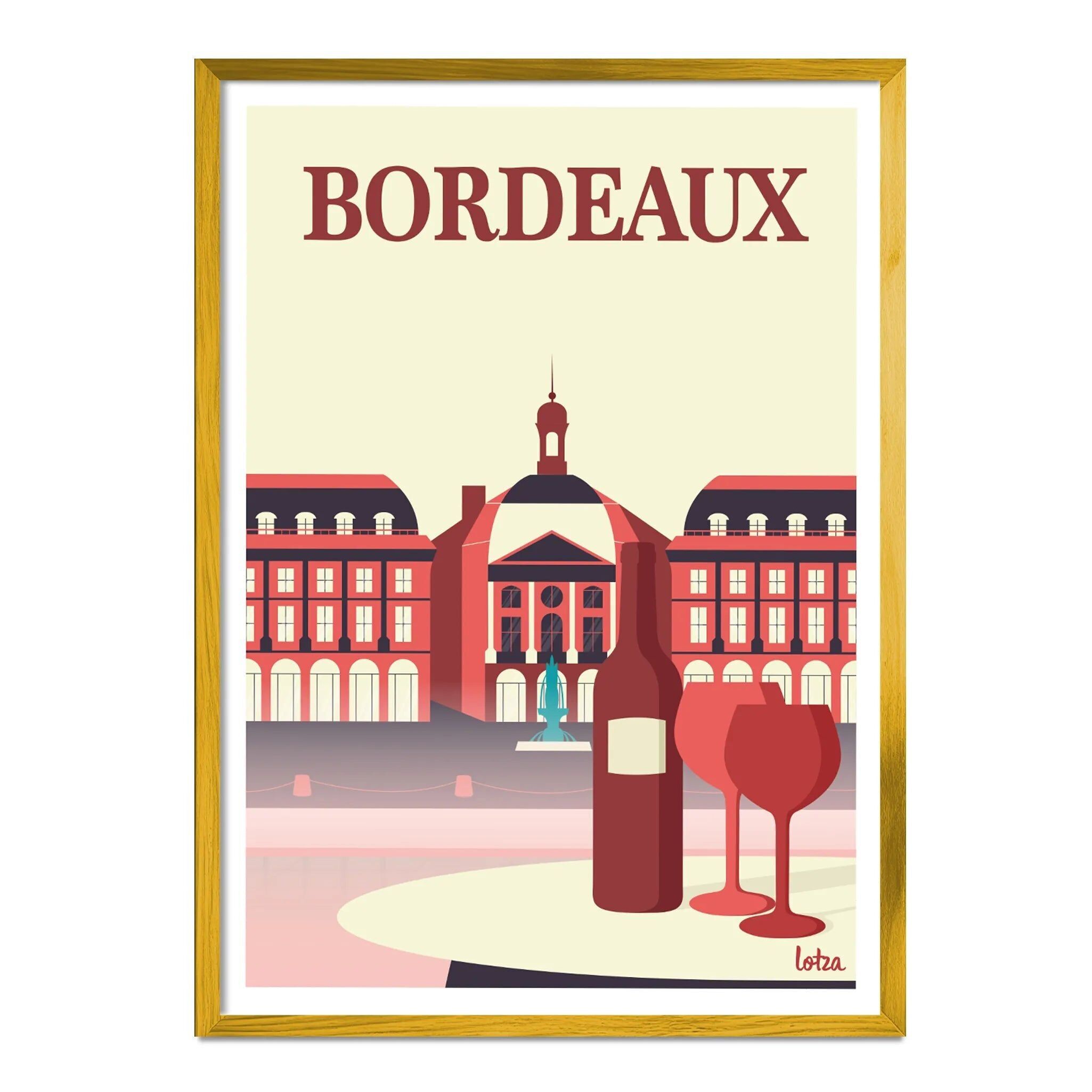 Poster Bordeaux - Place de la Bourse (rosa)